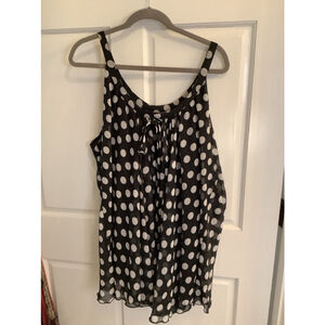 Women's The Pyramid Collection top 3X Black White Polka Dot